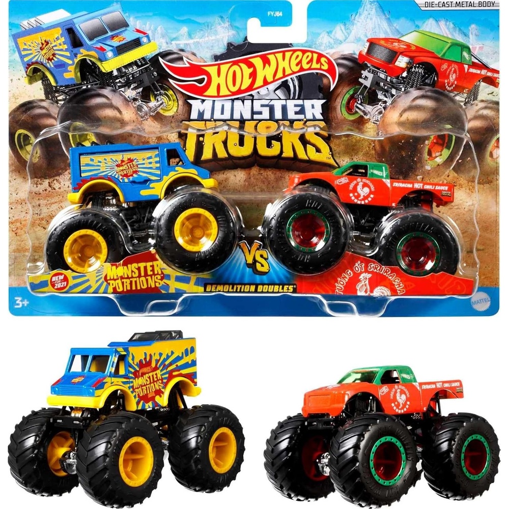 image:imageHot Wheels Toy Cars amp Monster Trucks Sharks vs Dinos Multipack with 2 Big Rigs 2 164 Scale Monster Trucks amp 2 164 Scale Hot Wheels Vehicles2Pack Demolition