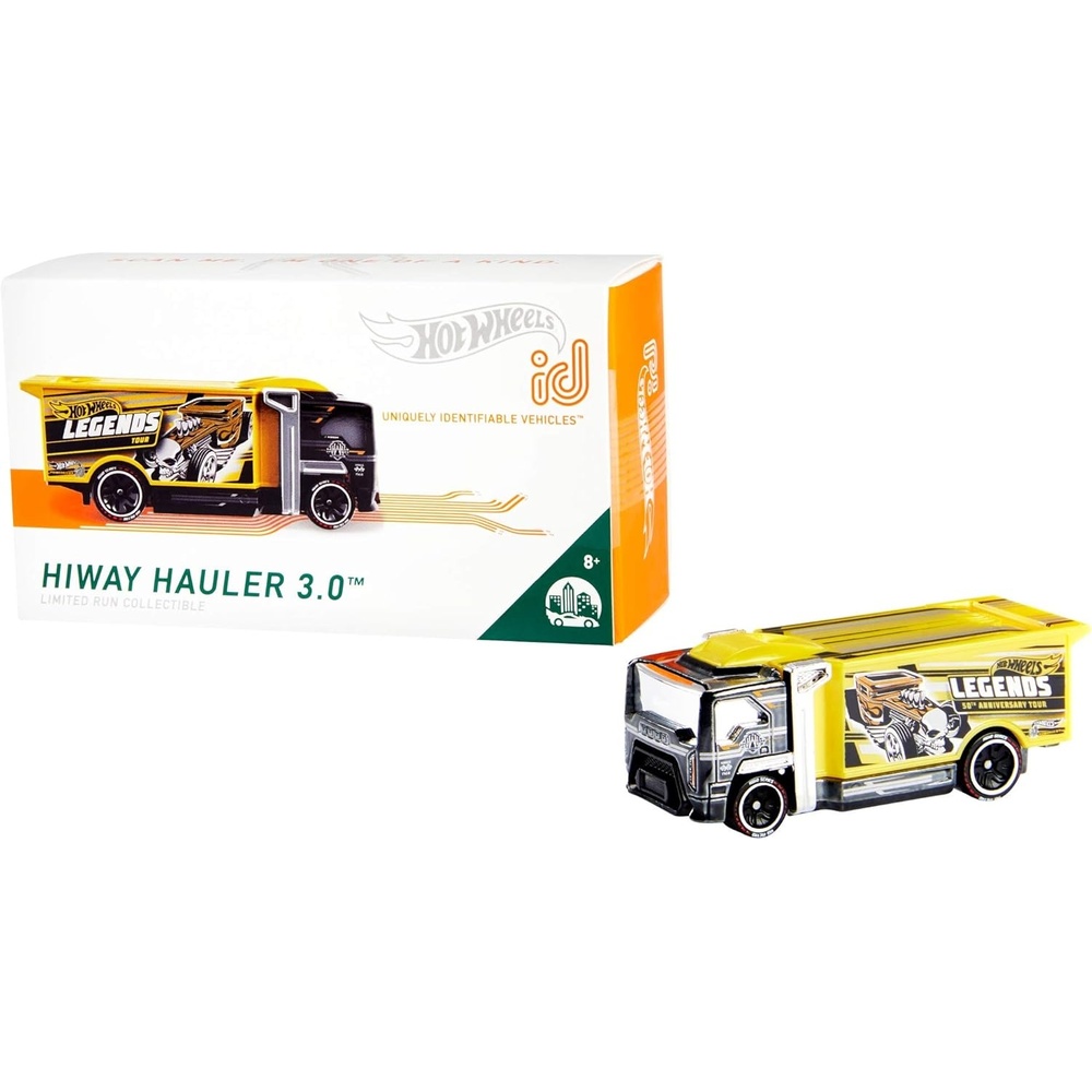 image:imageHot Wheels id Vehicle HiWay Hauler 30 with Embedded NFC Chip Uniquely Identifiable 164 Scale for Kids Ages 8 Years and Older