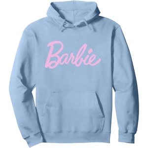Barbie – Classic Script Light Pink Logo Pullover Hoodie(Dusty Blue)