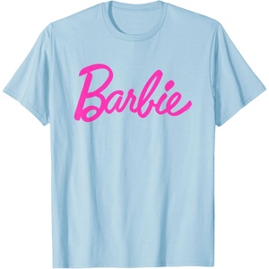 Barbie – Classic Script Pink Logo T-Shirt(Baby Blue)