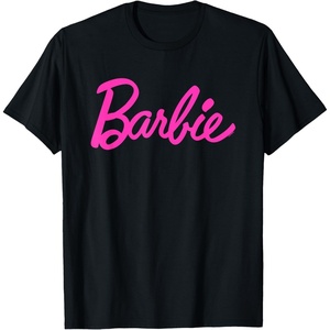 Barbie – Classic Script Pink Logo T-Shirt(Black)