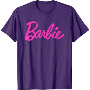 Barbie – Classic Script Pink Logo T-Shirt(Purple)