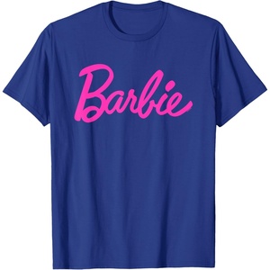 Barbie – Classic Script Pink Logo T-Shirt(Royal Blue)
