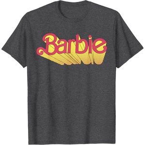 Barbie – Comic Book Logo T-Shirt(Dark Heather Grey)