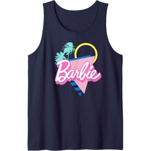 Barbie 90’s Retro Logo – Bright Pink Tank Top(Navy Blue)