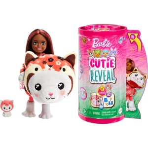 Barbie Cutie Reveal Chelsea Doll & Accessories, Animal Plush Costume & 6 Surprises Including Color Change, Kitten as Red Panda(Kitty/Red Panda)