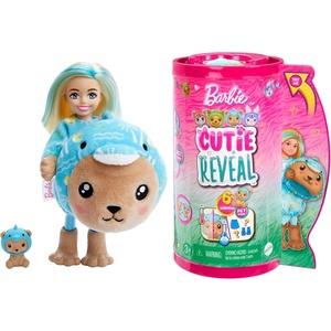 Barbie Cutie Reveal Chelsea Doll & Accessories, Animal Plush Costume & 6 Surprises Including Color Change, Kitten as Red Panda(Teddy/Dolphin)
