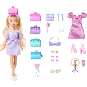 Barbie Dream GET Ready Malibu” Fashion Doll with Stylized Hair, Including Surprise Hair Accessories & 15+ Looks(Malibu)