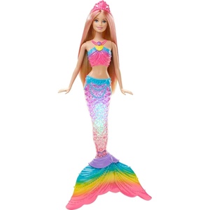 Barbie Dreamtopia Doll, Rainbow Lights Mermaid with Glimmering Light Up Rainbow Tail, Tiara and Blonde Hair(Twinkle Lights)
