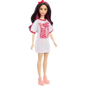 Barbie Fashionistas Doll #214, Black Wavy Hair with Twist ‘n’ Turn Dress & Accessories, 65th Anniversary Collectible Toy(Doll)