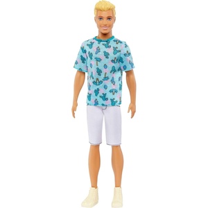 Barbie Fashionistas Ken Fashion Doll #211 with Blonde Hair Wearing Removable Blue Cactus Tee, White Shorts & Sneakers(Modern)