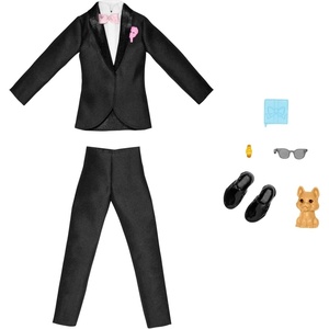 Barbie Ken Fashion Pack, Bridal Set with Groom Outfit for Ken Doll, Includes Tuxedo & Shoes, Puppy & 3 Accessories(Multicolor)