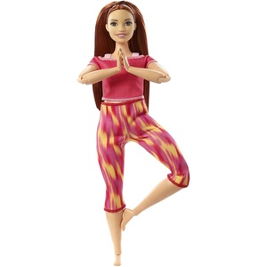 Barbie Made to Move Doll, Curvy, with 22 Flexible Joints & Long Straight Red Hair Wearing Athleisure-wear for Kids 3 to 7 Years Old(Modern)