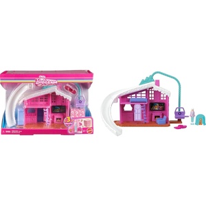 Barbie Mini Land Doll House Sets, Mini Dreamhouse with Surprise 1.5-inch Doll, Furniture & Accessories, Plus Elevator & Pool (Styles May Vary)