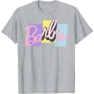 Barbie Mixed Pastel Logo T-Shirt(Heather Grey)