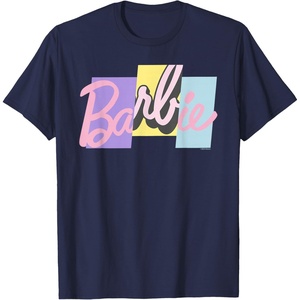 Barbie Mixed Pastel Logo T-Shirt(Navy Blue)