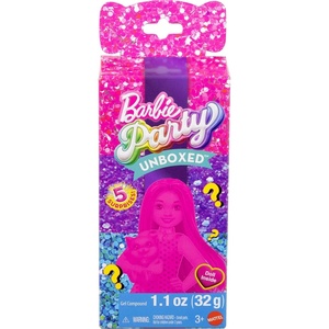 Barbie Party Unboxed Chelsea Doll Set, Glam Party Series with 6 Surprises Including Pet & Color Change (Styles May Vary)