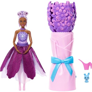 Barbie Petal Pop Scented Doll with Purple Floral Dress & Accessories, Bouquet Reveal with Pet Bunny & Surprises Like Watering Can, Necklace & Earrings​​​​(Daisy)