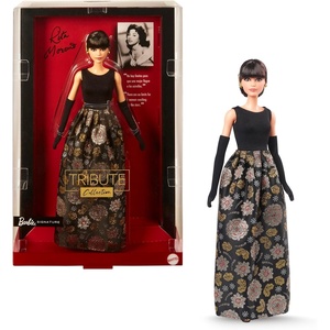 Barbie Signature Tribute Collection Rita Moreno Collectible Doll in Black & Gold Gown with Gloves and Shoes, Includes Doll Stand