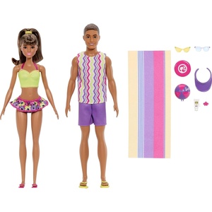Barbie Style Fashion Dolls Set, Beach Inspired Looks and Accessories, 65th Anniversary Ken Doll
