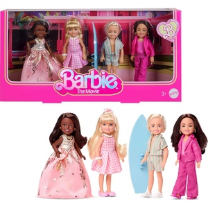 Barbie The Movie Chelsea Collectible 4-Pack Dolls, Includes, Ken, President, Gloria Characters with Removable Outfits