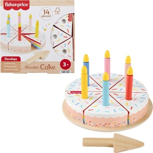 Fisher-Price Wood Pretend Play Toy Fruit Pie, Tiny Garden 16-Piece Wooden Food Puzzle Set for Preschool Kids Ages 3+ Years (Amazon Exclusive)(Cake)