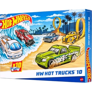 Hot Wheels 10-Pack of Toy Race Cars, Includes 1:64 Scale Corvette, Lamborghini, McLaren & Hot Wheels Originals (Amazon Exclusive)(10-Pack Trucks 2024 Mix)