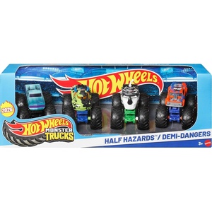 Hot Wheels Monster Trucks, 1:64 Scale Monster Trucks Toy Trucks, Set of 4, Giant Wheels, Favorite Characters and Cool Designs