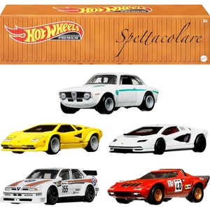 Hot Wheels Premium Car Culture Set of 5 Toy Cars in Collectible Container, Che Figata Die-Cast 1:64 Scale 5-Pack(Che Figata)