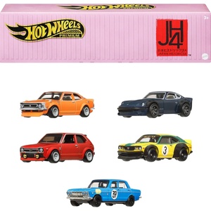 Hot Wheels Premium Car Culture Set of 5 Toy Cars in Collectible Container, Che Figata Die-Cast 1:64 Scale 5-Pack(japan Historics 4)