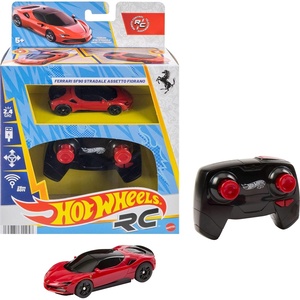 Hot Wheels RC Toy Car, Remote-Control Ferrari SF90 Stradale Assetto Fiorano in 1:64 Scale, Race On- and Off- Track, Booster Button for Speed(Ferrari SF90)