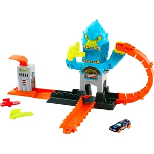 Hot Wheels Toy Car Track Set, City Gorilla Slam Attack Playset & 1:64 Scale Vehicle, Nemesis Challenge with Multiple Ways to Play, Speed Snap Track