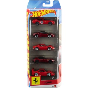 Hot Wheels Toy Ferrari Cars, Die-Cast 5-Pack in 1:64 Scale, Officially Licensed Set of 5 Ferrari Collectible Vehicles for Play or Display