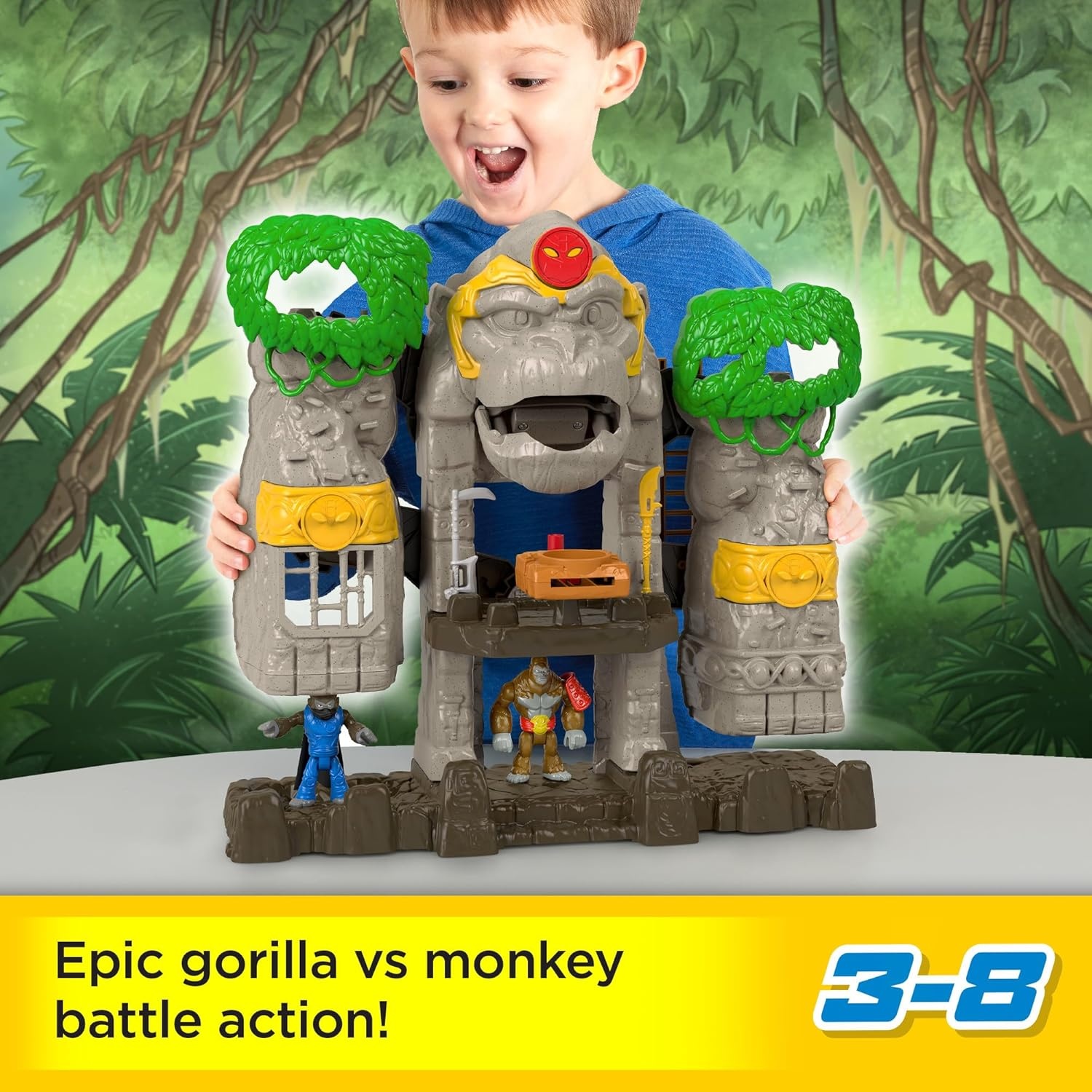 image:imageFisherPrice Imaginext Preschool Toy Gorilla Fortress Playset with Poseable Figures amp Accessories for Pretend Play Ages 3 YearsGorilla Fortress